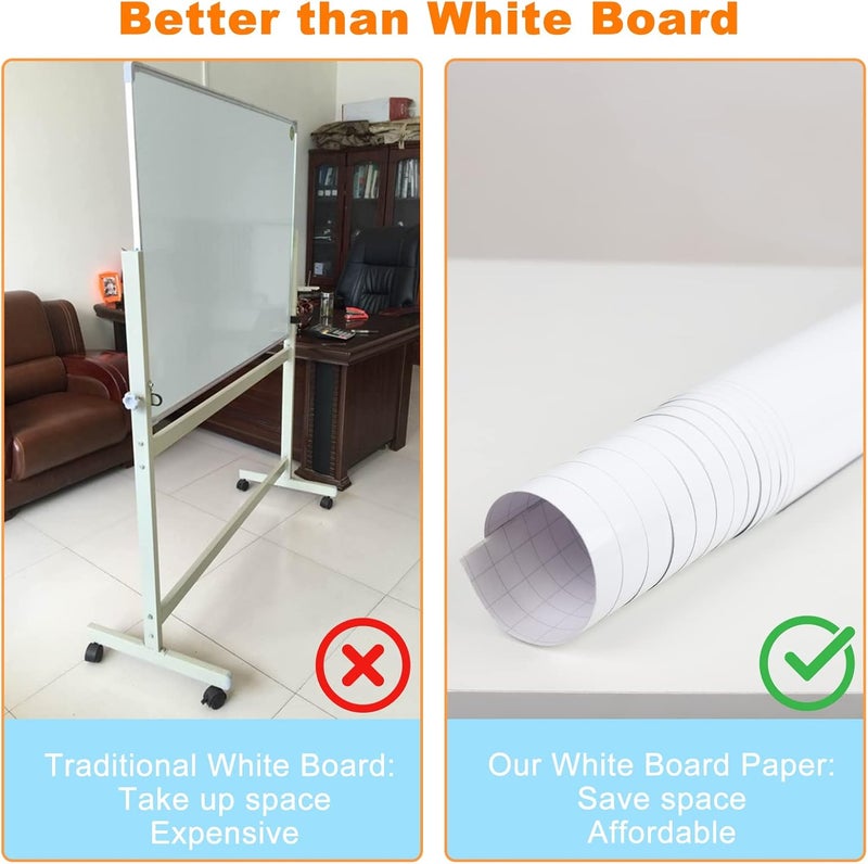 Nortix White Board Wallpaper, Whiteboard Contact Paper, 36" x 24" Super Sticky Whiteboard Sticker Wall Decal on Wall, Table, Doors, No Ghosting,1 Piece (2x3ft) - Image 4